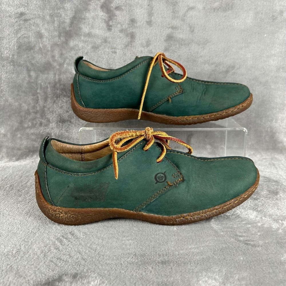 Born Teal Green Leather Lace Up Oxford Shoes W7244 Womens 8 Hand Crafted